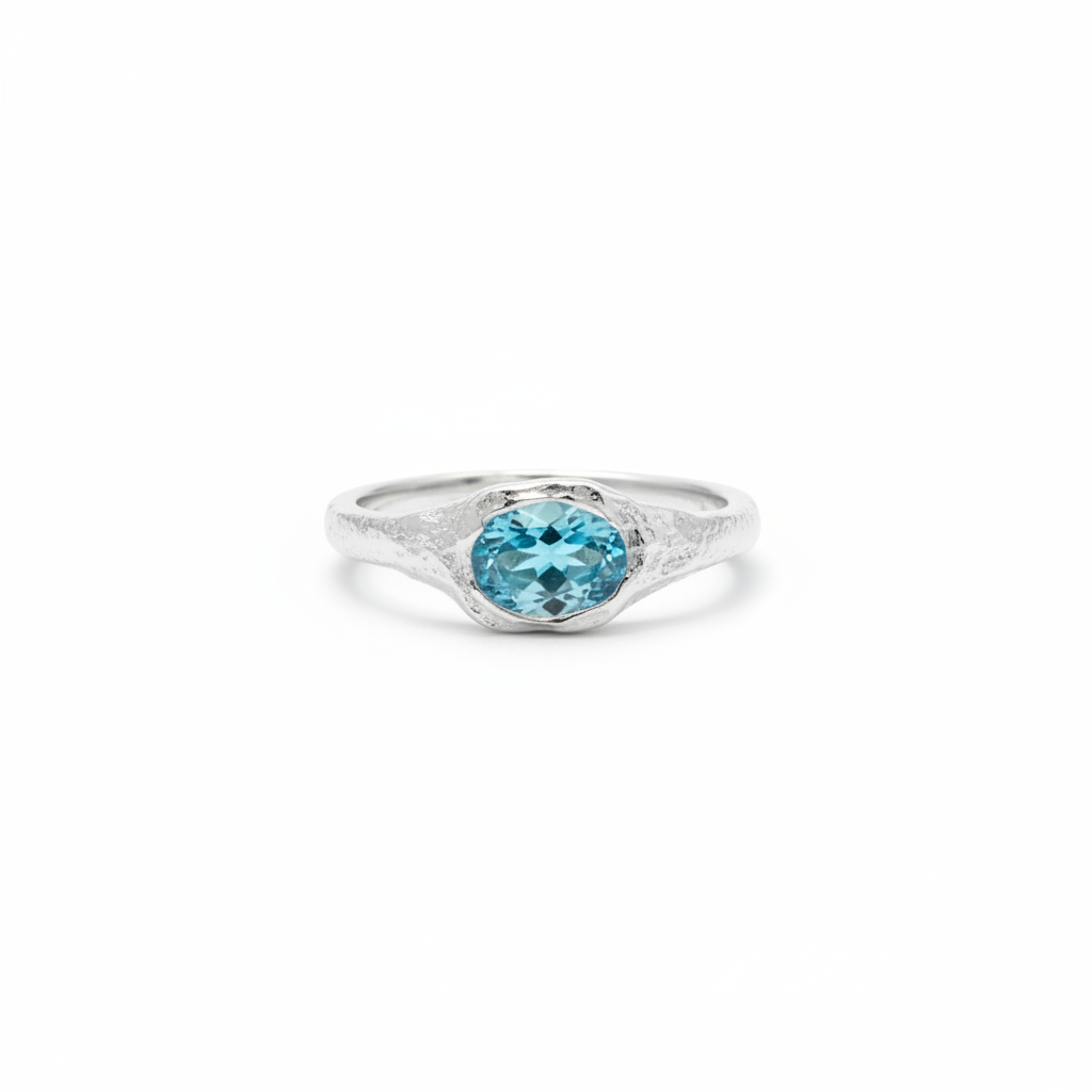 Anillo Circonita Celeste 